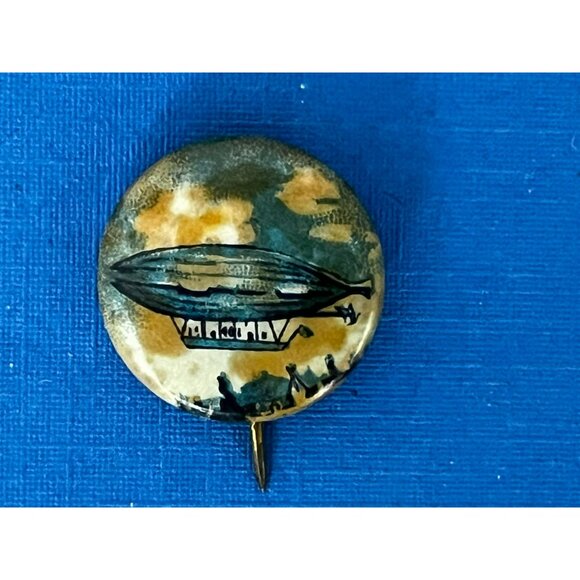 Antique Celluloid Blimp Airship Pinback Pin David C Cook Publishing Small - Picture 3 of 5